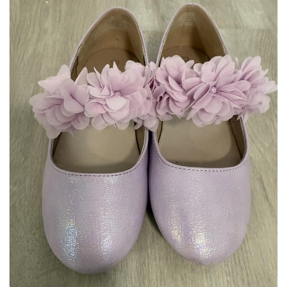 Gymboree Girls Floral Ballet Flats Lavender Fields flowers kids Purple sz 12 - Picture 2 of 7